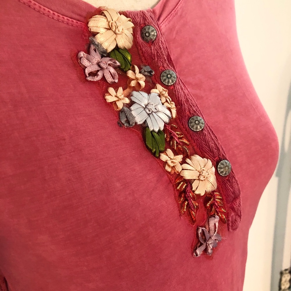 Anthropologie Aretta Silent Journey long sleeve embroidered tunic shirt